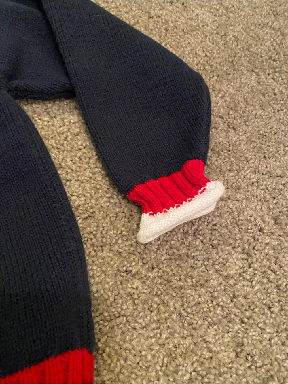 Handmade Navy 'New England' Football Knit Sweater with Red & White Trim 2/3T - Picture 5 of 9